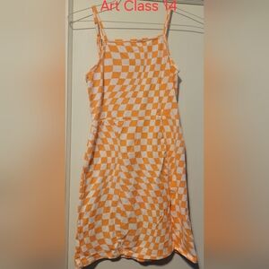 art class Orange and White Checkerboard Sundress
